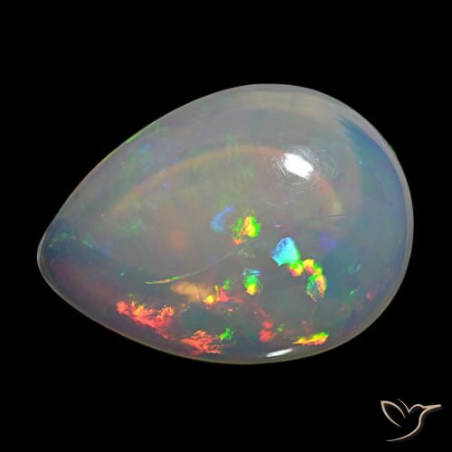 8.72 ct Multicolor Opal Gemstone, Opal Gem in Pear Cabochon Shape for Sale.