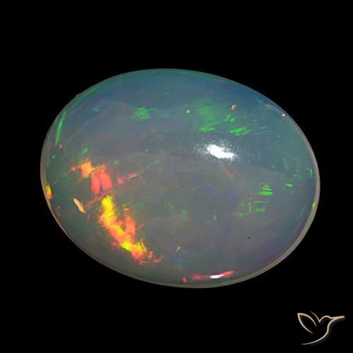 7.53 ct Multicolor Opal Stone, Natural Opal in Oval Cabochon Shape for Sale