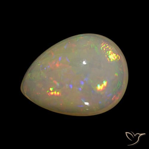12.66 ct Multicolor Opal Gemstone, Opal Gem in Pear Cabochon Shape for Sale.