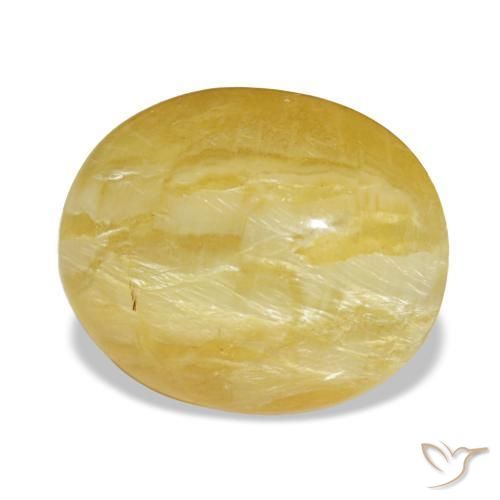 5.56 ct Yellow Opal Stone, Natural Opal in Oval Cabochon Shape for Sale