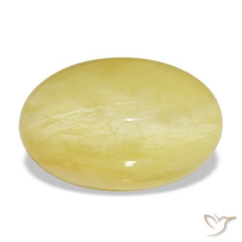5.95 ct Yellow Opal Gemstone, Opal Gem in Oval Cabochon Shape for Sale.