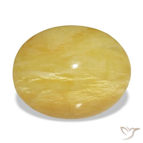 6.14 ct Yellow Opal Gemstone, Opal Gem in Oval Cabochon Shape for Sale.