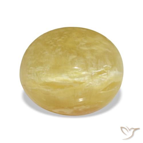 3.37 ct Yellow Opal Gemstone, Opal Gem in Oval Cabochon Shape for Sale.