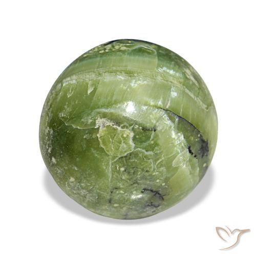 3.24 ct Green Opal Gemstone, Opal Gem in Round Cabochon Shape for Sale.