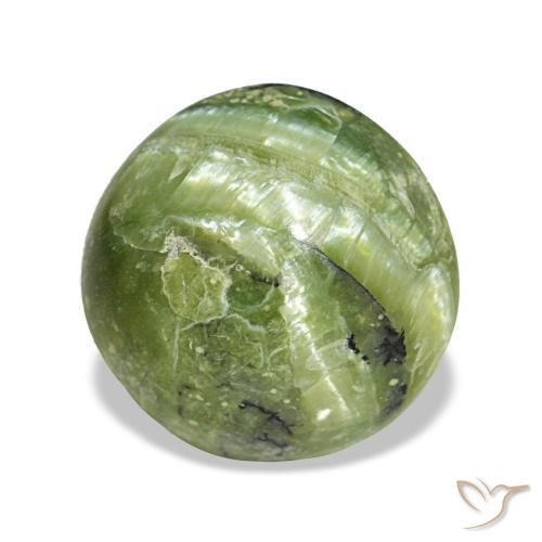 3.24 ct Green Opal Stone, Natural Opal in Round Cabochon Shape for Sale
