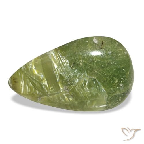 2.14 ct Green Opal Gemstone, Opal Gem in Pear Cabochon Shape for Sale.