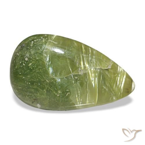 2.14 ct Green Opal Stone, Natural Opal in Pear Cabochon Shape for Sale