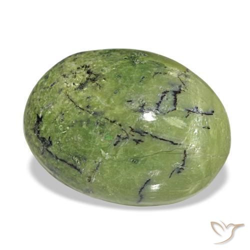 5.72 ct Green Opal Stone, Natural Opal in Oval Cabochon Shape for Sale