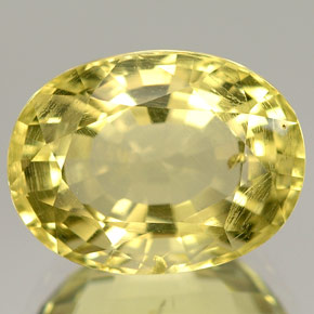5.38 ct Yellow Orthoclase Gemstone, Orthoclase Gem in Oval Facet Shape for Sale.