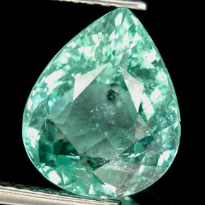 3.31 ct Green Paraiba Tourmaline Gemstone, Paraiba Tourmaline Gem in Pear Facet Shape for Sale.