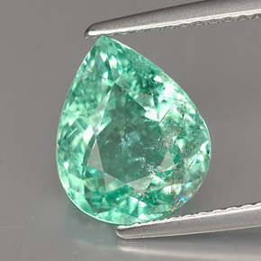 3.31 ct Green Paraiba Tourmaline Stone, Natural Paraiba Tourmaline in Pear Facet Shape for Sale