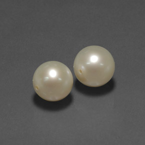 9.54 ct Cream Pearl Stone, Natural Pearl in Half-Drilled Sphere Shape for Sale