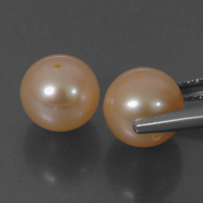 Pearl Gemstones in 7.6 mm Size for Sale, Pearl Stones in Light Orange Color