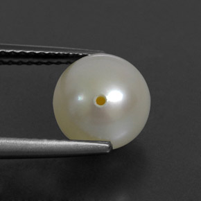 3.81 ct Cream Pearl Stone, Natural Pearl in Half-Drilled Sphere Shape for Sale