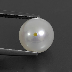 3.85 ct Cream Pearl Stone, Natural Pearl in Half-Drilled Sphere Shape for Sale