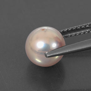 Pearl Gemstone in 7.6 mm Size for Sale, Pearl Stone in Pinkish Silver Color