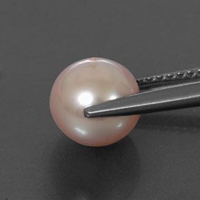 Pearl Gemstone in 7.3 mm Size for Sale, Pearl Stone in Cream Pink Color