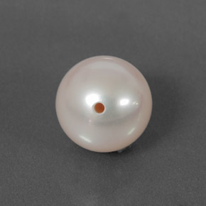 3.66 ct White Pearl Stone, Natural Pearl in Half-Drilled Sphere Shape for Sale