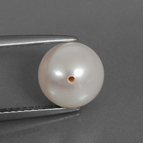 3.63 ct White Pearl Gemstone, Pearl Gem in Half-Drilled Sphere Shape for Sale.