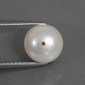 3.71 ct White Pearl Gemstone, Pearl Gem in Half-Drilled Sphere Shape for Sale.