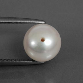 3.73 ct White Pearl Gemstone, Pearl Gem in Half-Drilled Sphere Shape for Sale.