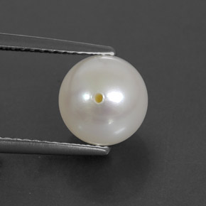 3.57 ct White Pearl Stone, Natural Pearl in Half-Drilled Sphere Shape for Sale