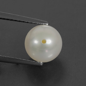 3.64 ct White Pearl Stone, Natural Pearl in Half-Drilled Sphere Shape for Sale