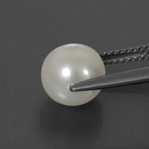Pearl Gemstone in 8.1 mm Size for Sale, Pearl Stone in Silver White Color