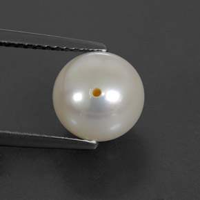 3.93 ct White Pearl Stone, Natural Pearl in Half-Drilled Sphere Shape for Sale