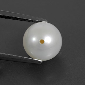 3.94 ct White Pearl Stone, Natural Pearl in Half-Drilled Sphere Shape for Sale