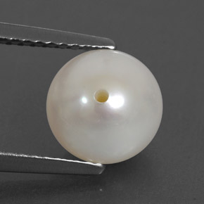 3.36 ct White Pearl Stone, Natural Pearl in Half-Drilled Sphere Shape for Sale