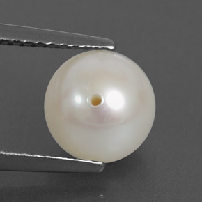 3.48 ct White Pearl Stone, Natural Pearl in Half-Drilled Sphere Shape for Sale