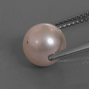 Pearl Gemstone in 7.7 mm Size for Sale, Pearl Stone in Pinkish Silver Color
