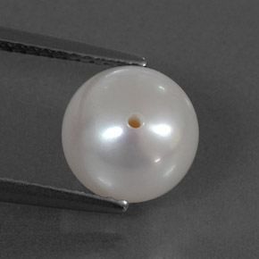 3.95 ct White Pearl Gemstone, Pearl Gem in Half-Drilled Sphere Shape for Sale.