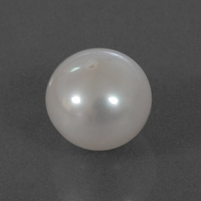 3.95 ct White Pearl Stone, Natural Pearl in Half-Drilled Sphere Shape for Sale