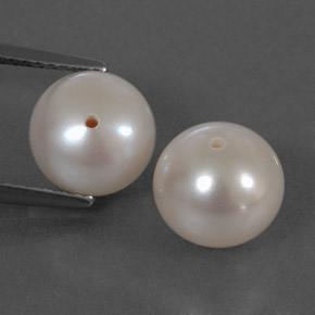7.34 ct White Pearl Gemstone, Pearl Gem in Half-Drilled Sphere Shape for Sale.