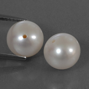 8.03 ct White Pearl Gemstone, Pearl Gem in Half-Drilled Sphere Shape for Sale.