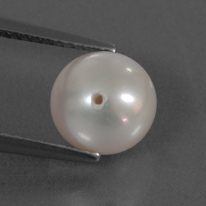 3.77 ct White Pearl Gemstone, Pearl Gem in Half-Drilled Sphere Shape for Sale.