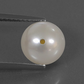 3.72 ct White Pearl Stone, Natural Pearl in Half-Drilled Sphere Shape for Sale