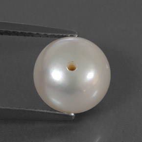 3.95 ct White Pearl Stone, Natural Pearl in Half-Drilled Sphere Shape for Sale