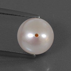 3.35 ct White Pearl Stone, Natural Pearl in Half-Drilled Sphere Shape for Sale