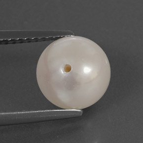 3.67 ct White Pearl Gemstone, Pearl Gem in Half-Drilled Sphere Shape for Sale.