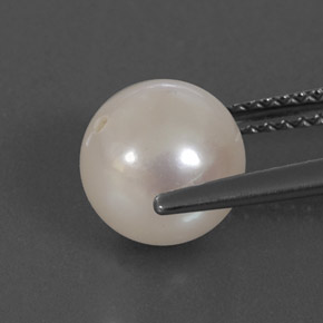 3.67 ct White Pearl Stone, Natural Pearl in Half-Drilled Sphere Shape for Sale