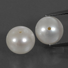 8.12 ct White Pearl Gemstone, Pearl Gem in Half-Drilled Sphere Shape for Sale.