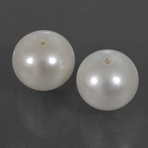 8.12 ct White Pearl Stone, Natural Pearl in Half-Drilled Sphere Shape for Sale