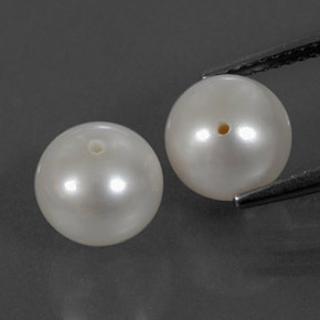 6.95 ct White Pearl Gemstone, Pearl Gem in Half-Drilled Sphere Shape for Sale.