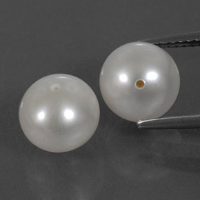7.18 ct White Pearl Gemstone, Pearl Gem in Half-Drilled Sphere Shape for Sale.