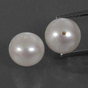 7.52 ct White Pearl Gemstone, Pearl Gem in Half-Drilled Sphere Shape for Sale.