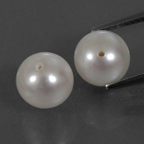 6.96 ct White Pearl Gemstone, Pearl Gem in Half-Drilled Sphere Shape for Sale.