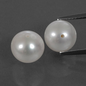 7.27 ct White Pearl Gemstone, Pearl Gem in Half-Drilled Sphere Shape for Sale.